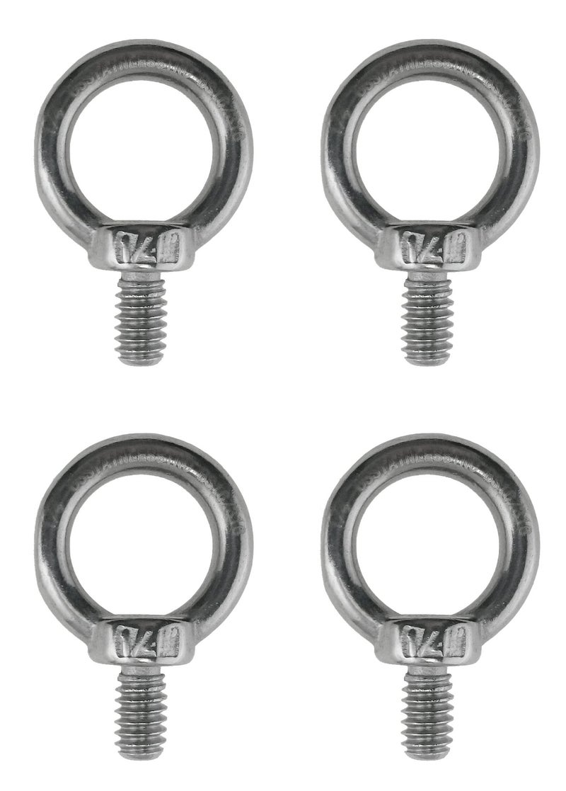 US Stainless 4 Pieces Stainless Steel 316 1/4" Lifting Eye Bolt 1/4" UNC Marine Grade Pitch of 20 - Image 1